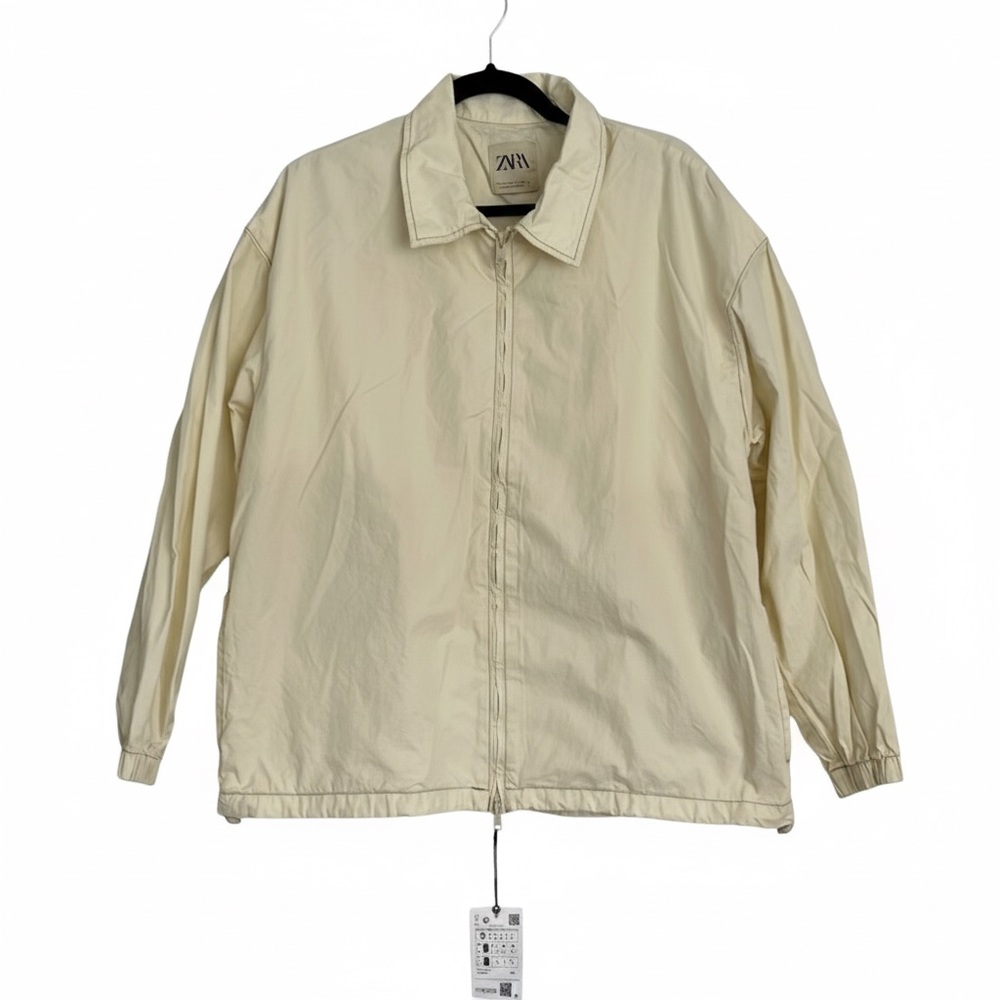 98# NWT Zara Women's Beige Oversized Shacket - Utility Jacket - Picture 4 of 8